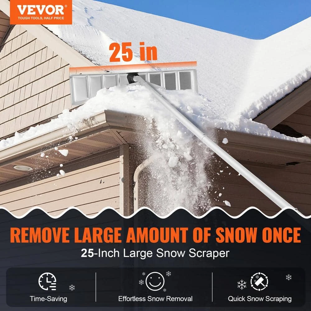 Snow Roof Rake 25 In. Blade Snow Removal Tool 21 Ft. Reach Aluminium Roof Shovel Roll Wheels Snow Blowers 3 Snow Roof Rake 25 In. Blade Snow Removal Tool 21 Ft. Reach Aluminium Roof Shovel Roll Wheels Snow Blowers - Image 2