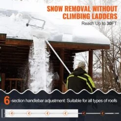 Snow Roof Rake 30 Ft. Reach Aluminium Roof Shovel Slide Cloth Premium 19 Ft. Blade Snow Removal Tool Safe Roof Roll -Patio Furniture Shop vevor snow blower parts wdp30ycgdslhuwnl3v0 1f 1000