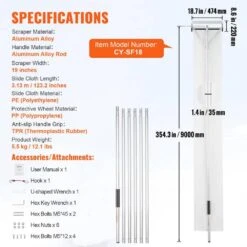 Snow Roof Rake 30 Ft. Reach Aluminium Roof Shovel Slide Cloth Premium 19 Ft. Blade Snow Removal Tool Safe Roof Roll -Patio Furniture Shop vevor snow blower parts wdp30ycgdslhuwnl3v0 76 1000