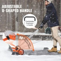 30 In. Snow Shovel 43.31 In. U-shaped Aluminum Handle And Aluminum Alloy Blade Span Snow Shovel Pusher For Snow Removal -Patio Furniture Shop vevor snow shovels xcgtc30inch18fgimv0 44 1000
