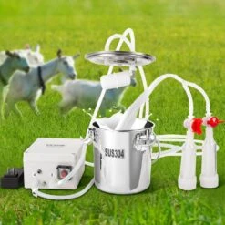 Goat Milking Machine, 3 L 304 Stainless Steel Bucket, Electric Automatic Pulsation Vacuum Milker, Portable Milker -Patio Furniture Shop vevor specialty garden tools bxsjnjcd3l3042gl5v1 31 1000