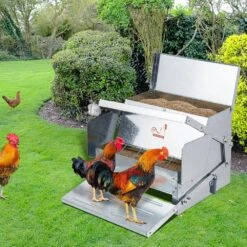 Automatic Chicken Feeder Galvanized Steel Poultry Feeder 25 Lbs. 10 Chickens -Patio Furniture Shop vevor specialty garden tools jqwlq25lbs00d0c1zv0 31 1000