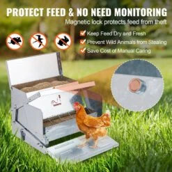 Automatic Chicken Feeder Galvanized Steel Poultry Feeder 25 Lbs. 10 Chickens -Patio Furniture Shop vevor specialty garden tools jqwlq25lbs00d0c1zv0 4f 1000