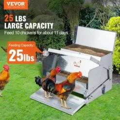 Automatic Chicken Feeder Galvanized Steel Poultry Feeder 25 Lbs. 10 Chickens -Patio Furniture Shop vevor specialty garden tools jqwlq25lbs00d0c1zv0 c3 1000