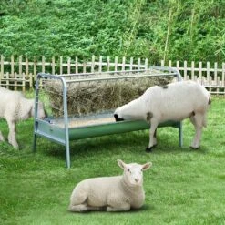 Livestock Hay Feeder, 2 In 1 Grain And Hay Feeder, 80-Gal. Capacity Pasture Feeder, 59 In. Long Goat Hay Feeder -Patio Furniture Shop vevor specialty garden tools scwsq5919633ey63vv0 31 1000