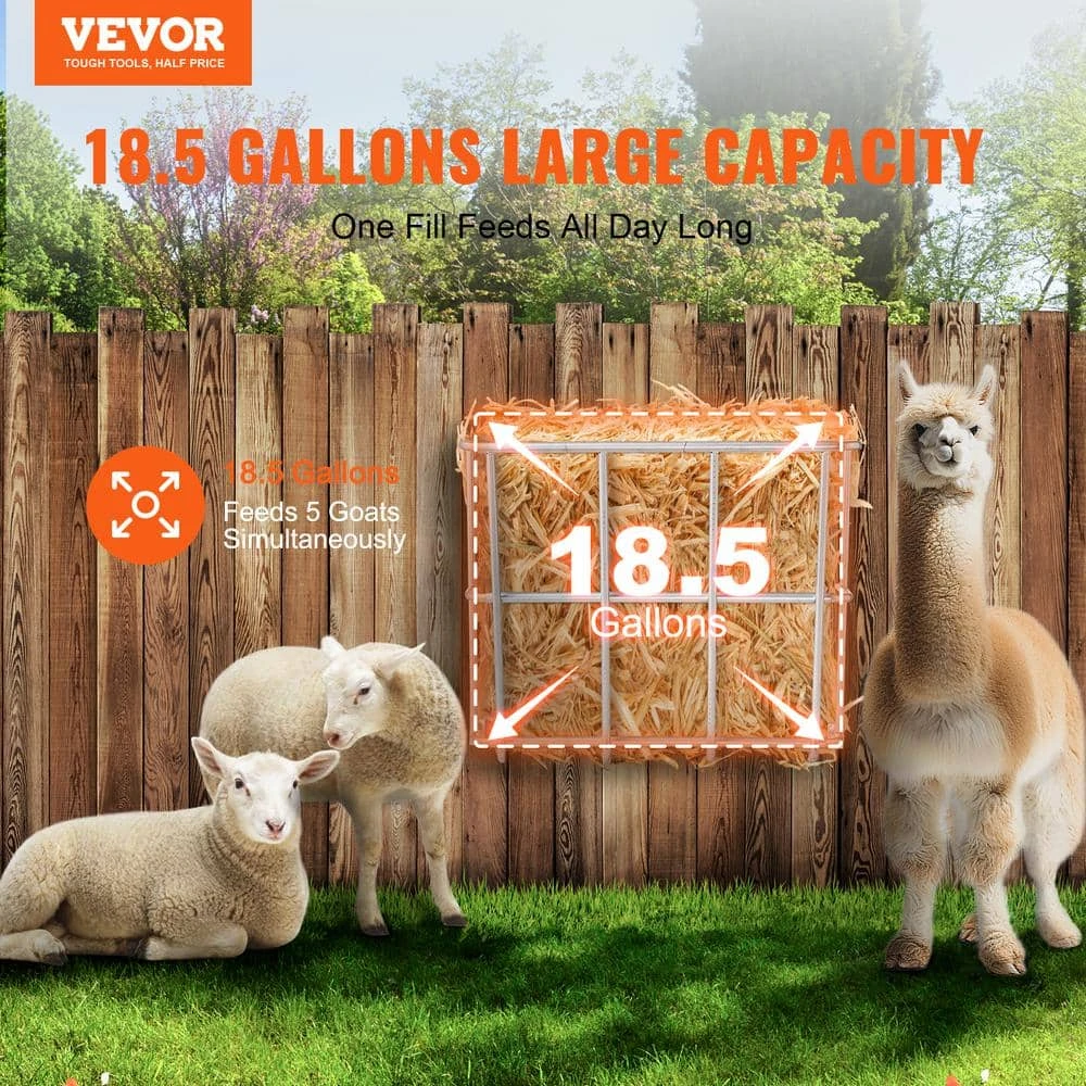 Livestock Hay Feeder, 18.5 Gal. Large Capacity, Heavy-Duty Steel Goat Hay Rack, 24.4 In. Long Wall Mounted Hay Holder 4 Livestock Hay Feeder, 18.5 Gal. Large Capacity, Heavy-Duty Steel Goat Hay Rack, 24.4 In. Long Wall Mounted Hay Holder - Image 2