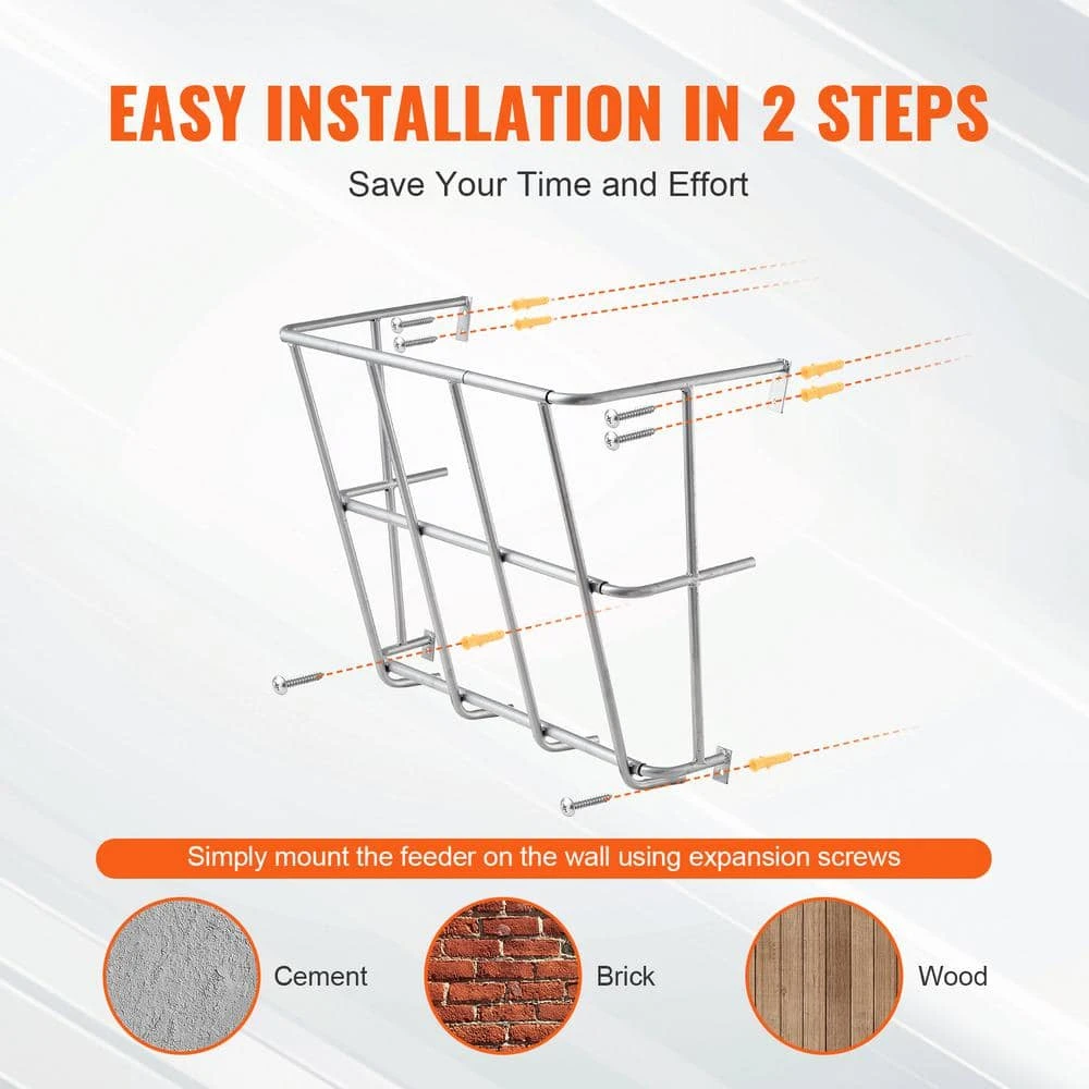 Livestock Hay Feeder, 18.5 Gal. Large Capacity, Heavy-Duty Steel Goat Hay Rack, 24.4 In. Long Wall Mounted Hay Holder 8 Livestock Hay Feeder, 18.5 Gal. Large Capacity, Heavy-Duty Steel Goat Hay Rack, 24.4 In. Long Wall Mounted Hay Holder - Image 6