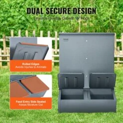 Hog Feeder 3.7 Bushel Capacity Double Door Pig Feeder, Heavy Duty Steel Piglets Feeder, Multipurpose Trough Creep Feeder -Patio Furniture Shop vevor specialty garden tools scwsqlmzwsq2l3dl0v0 1f 1000