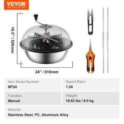 24 In. Leaf Bowl Trimmer, Manual Bud Trimmer With Steel Blades, Clear Dome, Hand Pruner Included 2025 Upgrade -Patio Furniture Shop vevor specialty garden tools sdscj24ycabsjoaofv0 250717 76 1000