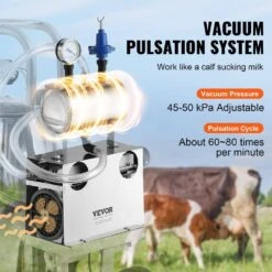 Electric Cow Milking Machine 6.6 Gal. Stainless Steel Bucket, Automatic Pulsation Vacuum Milker Portable Milker -Patio Furniture Shop vevor specialty garden tools ydsjnjc25l3040bn2v1 4f 1000