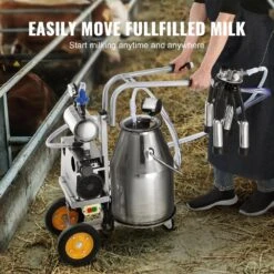 Electric Cow Milking Machine 6.6 Gal. Stainless Steel Bucket, Automatic Pulsation Vacuum Milker Portable Milker -Patio Furniture Shop vevor specialty garden tools ydsjnjc25l3040bn2v1 fa 1000