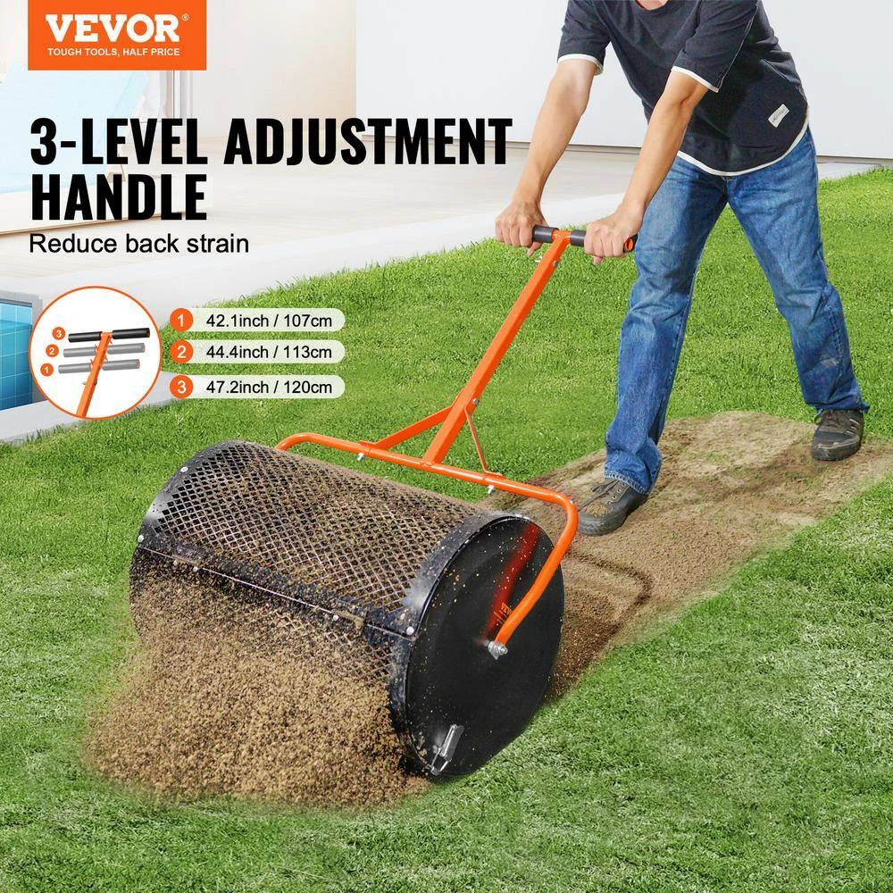 24 In. Compost Spreader Adjustable Heights Peat Moss Spreader Rust-Proof And Corrosion-Proof For Lawn Garden Care 4 24 In. Compost Spreader Adjustable Heights Peat Moss Spreader Rust-Proof And Corrosion-Proof For Lawn Garden Care - Image 2