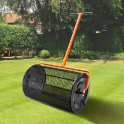 Compost Spreader, 24.4-25.6 In. Height Adjustable Handle, 24 In. Wide, Lawn And Garden Peat Moss Roller, Black -Patio Furniture Shop vevor spreaders gtsbjh224inch29ukv0 v0812 31 1000