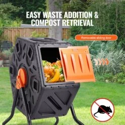 Compost Bin 18.5 Gal. Small Composting Tumbler Compact Single Rotating Chamber With Sliding Door And Frame 12 Compost Bin 18.5 Gal. Small Composting Tumbler Compact Single Rotating Chamber With Sliding Door And Frame -Patio Furniture Shop vevor tumbler composters fgdfj185jl00jrfpdv0 4f 1000