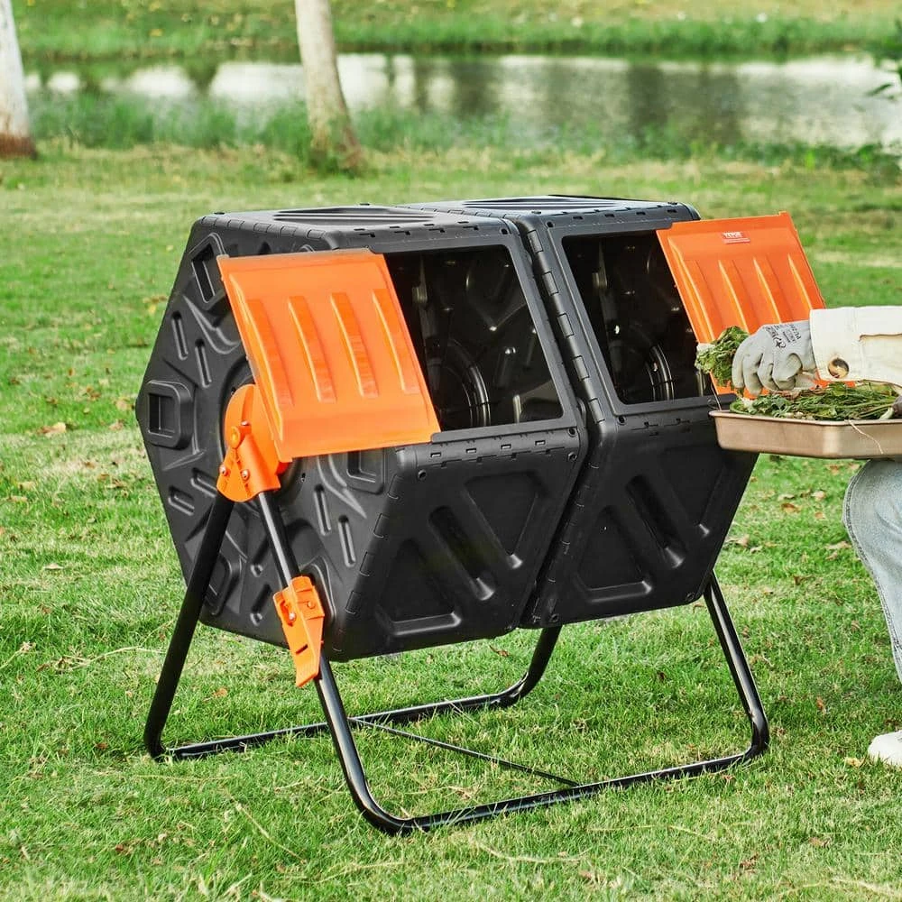 Compost Bin 37 Gal. Dual Chamber Composting Tumbler High Volume Two Rotating Chambers With 2 Sliding Door And Frame 10 Compost Bin 37 Gal. Dual Chamber Composting Tumbler High Volume Two Rotating Chambers With 2 Sliding Door And Frame - Image 8