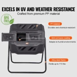 Compost Bin 43 Gal. Dual Chamber Composting Tumbler Large Tumbling Composter With 2 Sliding Doors And Frame -Patio Furniture Shop vevor tumbler composters fgdfj43jl000693kav0 1f 1000