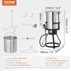 Turkey Deep Fryer 30 Qt. Turkey Fryer Boiler Steamer Cooker Set Outdoor Aluminum Seafood Frying Pot -Patio Furniture Shop vevor turkey fryers h30qt54000btu6sihv0 76 1000