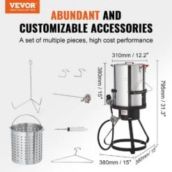 Turkey Deep Fryer 30 Qt. Turkey Fryer Boiler Steamer Cooker Set Outdoor Aluminum Seafood Frying Pot -Patio Furniture Shop vevor turkey fryers h30qt54000btu6sihv0 c3 1000