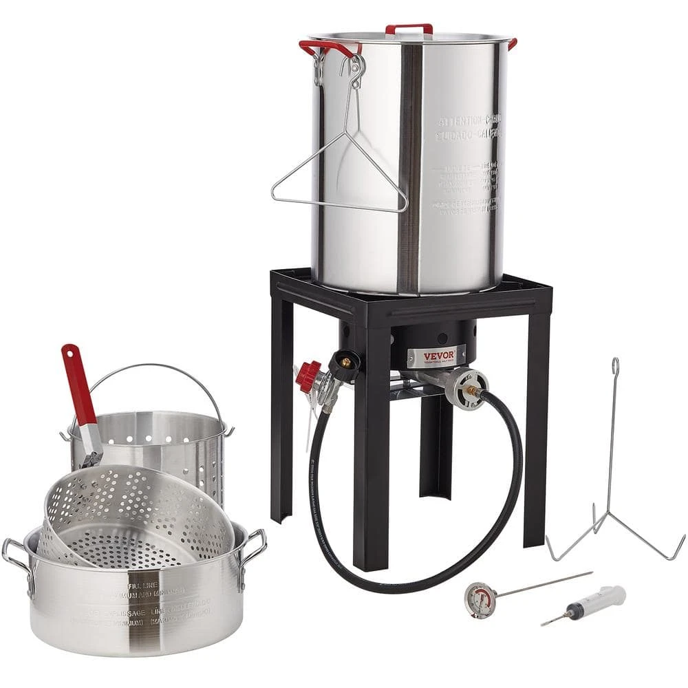Turkey 30 Qt. Deep Fryer Turkey And 10 Qt. Fish Steamer Cooker Set 54,000 BTU Burner Propane Gas Boiler 3 Turkey 30 Qt. Deep Fryer Turkey And 10 Qt. Fish Steamer Cooker Set 54,000 BTU Burner Propane Gas Boiler