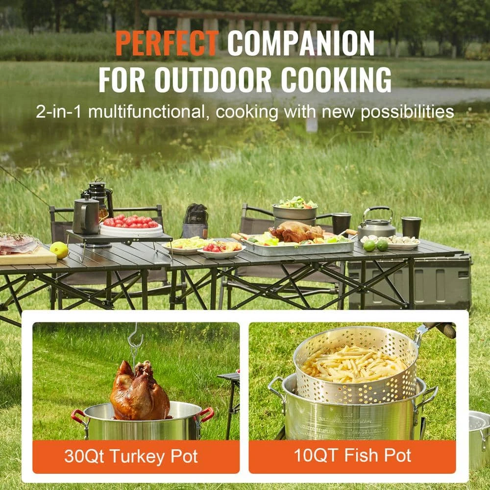 Turkey 30 Qt. Deep Fryer Turkey And 10 Qt. Fish Steamer Cooker Set 54,000 BTU Burner Propane Gas Boiler 8 Turkey 30 Qt. Deep Fryer Turkey And 10 Qt. Fish Steamer Cooker Set 54,000 BTU Burner Propane Gas Boiler - Image 6