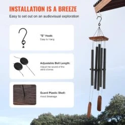 Wind Chimes For Outside, 48 In. Deep Tone Wind Chimes With 5-Tubes, Unique Large Memorial Wind Chimes For Anniversary -Patio Furniture Shop vevor wind chimes jsflhs48inchzepnav0 fa 1000