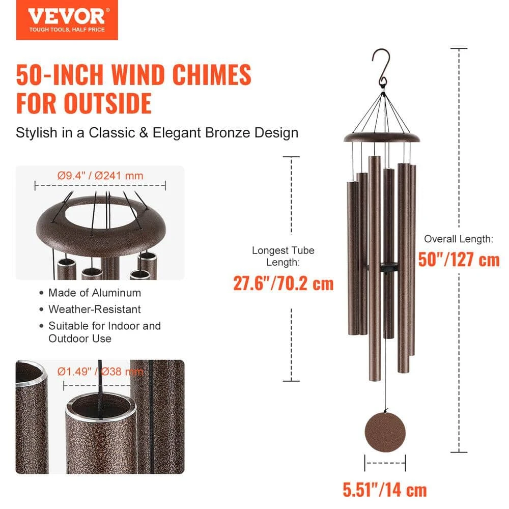 Wind Chimes For Outside, 50 In. Deep Tone Wind Chimes, Unique Large Memorial Wind Chimes For Anniversary, Hand-Tuned 4 Wind Chimes For Outside, 50 In. Deep Tone Wind Chimes, Unique Large Memorial Wind Chimes For Anniversary, Hand-Tuned - Image 2