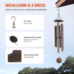 Wind Chimes For Outside, 50 In. Deep Tone Wind Chimes, Unique Large Memorial Wind Chimes For Anniversary, Hand-Tuned 15 Wind Chimes For Outside, 50 In. Deep Tone Wind Chimes, Unique Large Memorial Wind Chimes For Anniversary, Hand-Tuned -Patio Furniture Shop vevor wind chimes jsflhs50inch7q7smv0 fa 1000