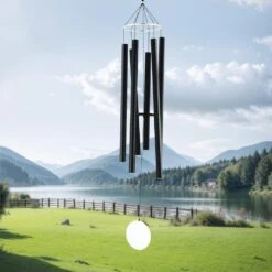 Black Wind Chimes For Outside, 66 In. Deep Tone Wind Chimes With 6 Tubes, Unique Large Memorial Wind Chimes, No Cabinet -Patio Furniture Shop vevor wind chimes jsflhs66inch8uzwqv0 31 1000