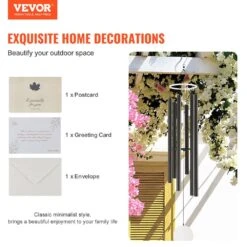 Black Wind Chimes For Outside, 66 In. Deep Tone Wind Chimes With 6 Tubes, Unique Large Memorial Wind Chimes, No Cabinet -Patio Furniture Shop vevor wind chimes jsflhs66inch8uzwqv0 76 1000