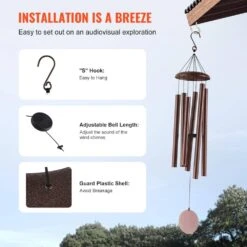 Wind Chimes For Outside, 45 In. Deep Tone Wind Chimes With 6 Tubes, Unique Large Memorial Wind Chimes, No Cabinet -Patio Furniture Shop vevor wind chimes jsflqts45incmp911v0 fa 1000