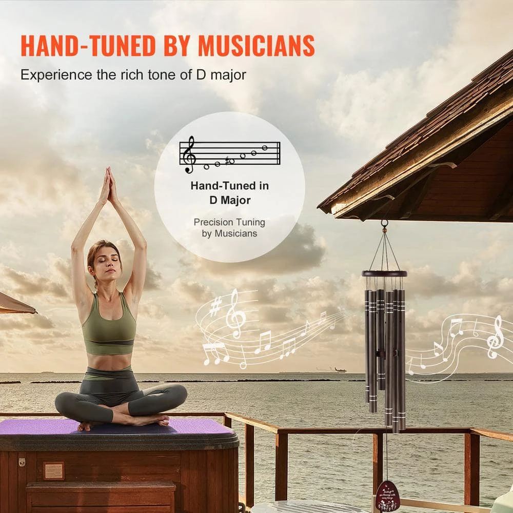 Wind Chimes For Outside, 42in. Deep Tone Wind Chimes With 6-Tubes, Unique Large Memorial Wind Chimes For Anniversary 5 Wind Chimes For Outside, 42in. Deep Tone Wind Chimes With 6-Tubes, Unique Large Memorial Wind Chimes For Anniversary - Image 3