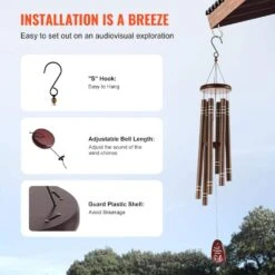 Wind Chimes For Outside, 42in. Deep Tone Wind Chimes With 6-Tubes, Unique Large Memorial Wind Chimes For Anniversary 15 Wind Chimes For Outside, 42in. Deep Tone Wind Chimes With 6-Tubes, Unique Large Memorial Wind Chimes For Anniversary -Patio Furniture Shop vevor wind chimes jsflzs42inchj4lj9v0 fa 1000