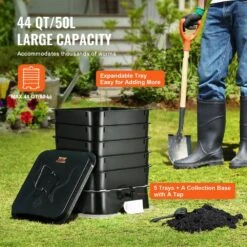 5-Tray Worm Composter 50 L Worm Compost Bin Outdoor And Indoor, Sustainable Design Worm Farm Kit Recycling Food Waste -Patio Furniture Shop vevor worm composters rcsdfx540sppp2dpav0 4f 1000