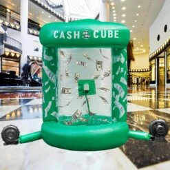 Inflatable Money Grab Machine 63 X 83 In. Cash Cube Inflatable With 2-Blowers Money Decorations For Home, Green -Patio Furniture Shop vevor yard inflatables qqjgn000000000001v1 31 1000