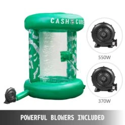 Inflatable Money Grab Machine 63 X 83 In. Cash Cube Inflatable With 2-Blowers Money Decorations For Home, Green -Patio Furniture Shop vevor yard inflatables qqjgn000000000001v1 44 1000