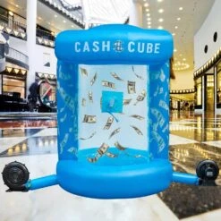 Money Blowing Machine 63 X 83 In. Cash Cube Inflatable With 2-Blowers Money Inflatable For Shopping Mall, Blue -Patio Furniture Shop vevor yard inflatables qqjls000000000001v1 31 1000