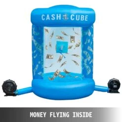 Money Blowing Machine 63 X 83 In. Cash Cube Inflatable With 2-Blowers Money Inflatable For Shopping Mall, Blue -Patio Furniture Shop vevor yard inflatables qqjls000000000001v1 4f 1000