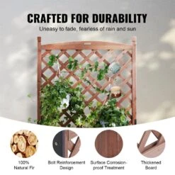 Wood Planter 30 In. X 13 In. X 61.4 In. Outdoor Raised Garden Bed With Trellis Free-Standing Trellis Planter Box -Patio Furniture Shop walnut raised planter boxes z75x31x150cm1shu1v0 1f 1000