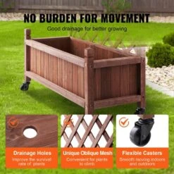2-Pieces Wood Planter With Trellis Outdoor Raised Garden Bed 60 In. X 13 In. X 61.4 In. Standing Trellis Planter Box -Patio Furniture Shop walnut vevor raised planter boxes z75x31x150cm2k2nrv0 44 1000