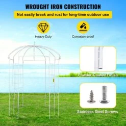 Birdcage Shape Gazebo 108 In. H X 79.2 In. W Heavy Duty Wrought Iron Arbor For Outdoor Garden,Lawn,Backyard,Patio,White -Patio Furniture Shop white vevor arbors tyhygmycbsnl9i8v7v0 4f 1000