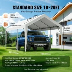 Carport Replacement Canopy Cover 10 Ft. X 20 Ft. Garage Top Tent Shelter Tarp Heavy-Duty Waterproof And UV Protected -Patio Furniture Shop white vevor canopy parts ckpb10x20ftd1vxcbv0 1f 1000