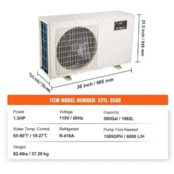 Aquarium Chiller 500 Gal. 1892 L Quiet Refrigeration Compressor 1.5 HP Hydroponic Water Chiller -Patio Furniture Shop white vevor hydroponic systems hwqlqqjrq15hpxjh2v1 76 1000