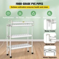 Hydroponics Growing System 90-Sites 10-Food-Grade PVC-U Pipes 3 Layers Indoor Planting Kit With Water Pump, Timer -Patio Furniture Shop white vevor hydroponic systems spz390110220v7fx7v5 1f 1000