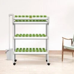 Hydroponics Growing System 90-Sites 10-Food-Grade PVC-U Pipes 3 Layers Indoor Planting Kit With Water Pump, Timer -Patio Furniture Shop white vevor hydroponic systems spz390110220v7fx7v5 31 1000