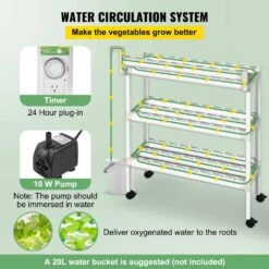 Hydroponics Growing System 90-Sites 10-Food-Grade PVC-U Pipes 3 Layers Indoor Planting Kit With Water Pump, Timer -Patio Furniture Shop white vevor hydroponic systems spz390110220v7fx7v5 4f 1000