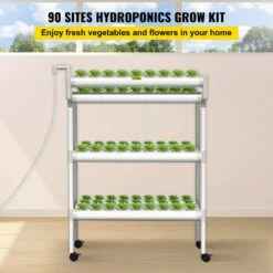 Hydroponics Growing System 90-Sites 10-Food-Grade PVC-U Pipes 3 Layers Indoor Planting Kit With Water Pump, Timer -Patio Furniture Shop white vevor hydroponic systems spz390110220v7fx7v5 c3 1000