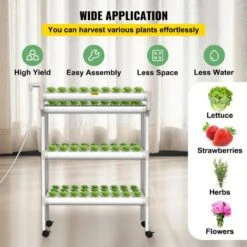 Hydroponics Growing System 90-Sites 10-Food-Grade PVC-U Pipes 3 Layers Indoor Planting Kit With Water Pump, Timer -Patio Furniture Shop white vevor hydroponic systems spz390110220v7fx7v5 fa 1000