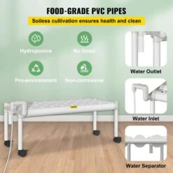 Hydroponics Growing System 36-Sites 4-Food-Grade PVC-U Pipes 1 Layer Indoor Planting Kit With Water Pump, Timer -Patio Furniture Shop white vevor hydroponic systems spzwsz136110vav1ev1 1f 1000