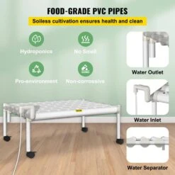 Hydroponics Growing System 54-Sites 6-Food-Grade PVC-U Pipes 1 Layer Indoor Planting Kit With Water Pump, Timer -Patio Furniture Shop white vevor hydroponic systems spzwsz154110vsjlpv1 1f 1000