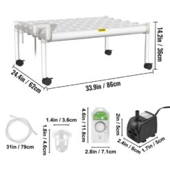 Hydroponics Growing System 54-Sites 6-Food-Grade PVC-U Pipes 1 Layer Indoor Planting Kit With Water Pump, Timer -Patio Furniture Shop white vevor hydroponic systems spzwsz154110vsjlpv1 76 1000